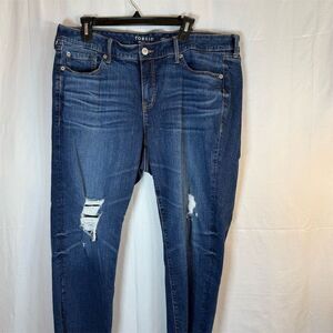 Torrid Jeans Womens 18 Plus Dark Wash Distressed Skinny Raw Hem Ankle